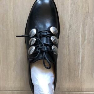 Alexander Wang Black Leather Flats with Silver Accents